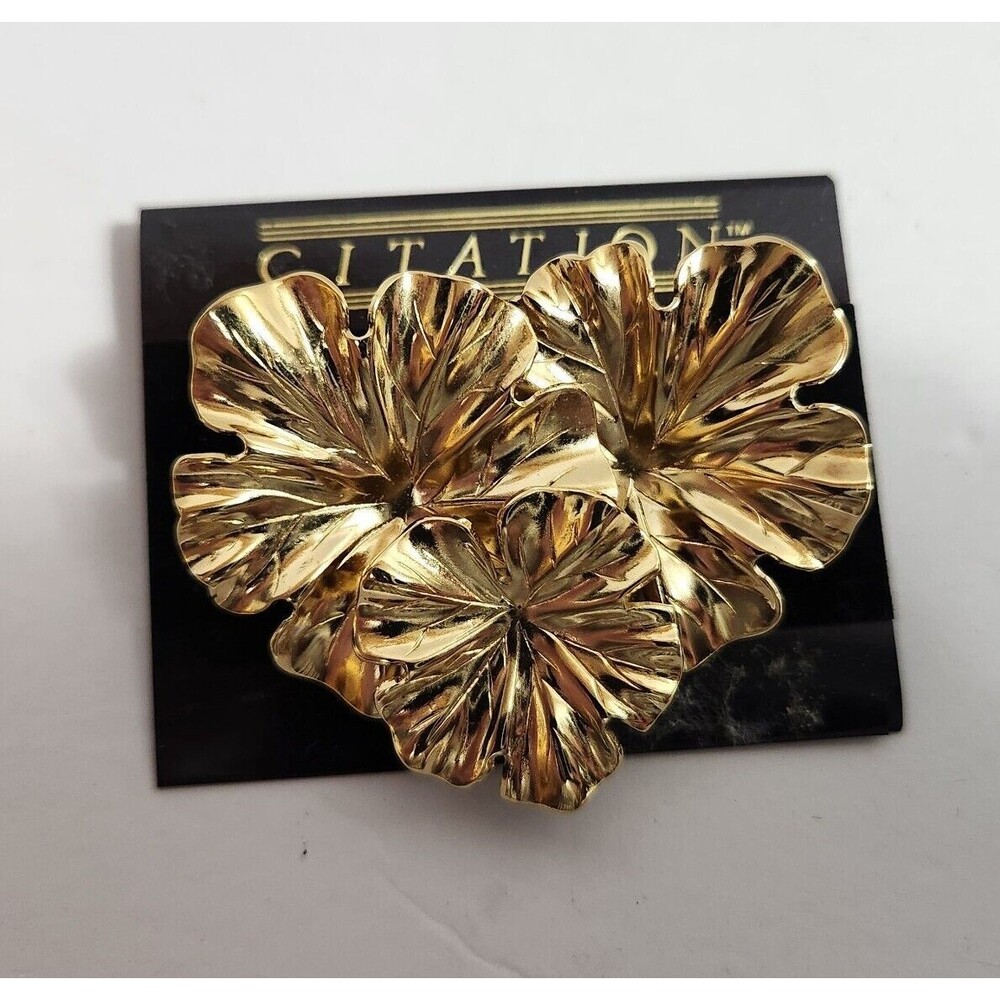 Vintage Citation Leaf Brooch/Pin Gold Tone Unsigned New
